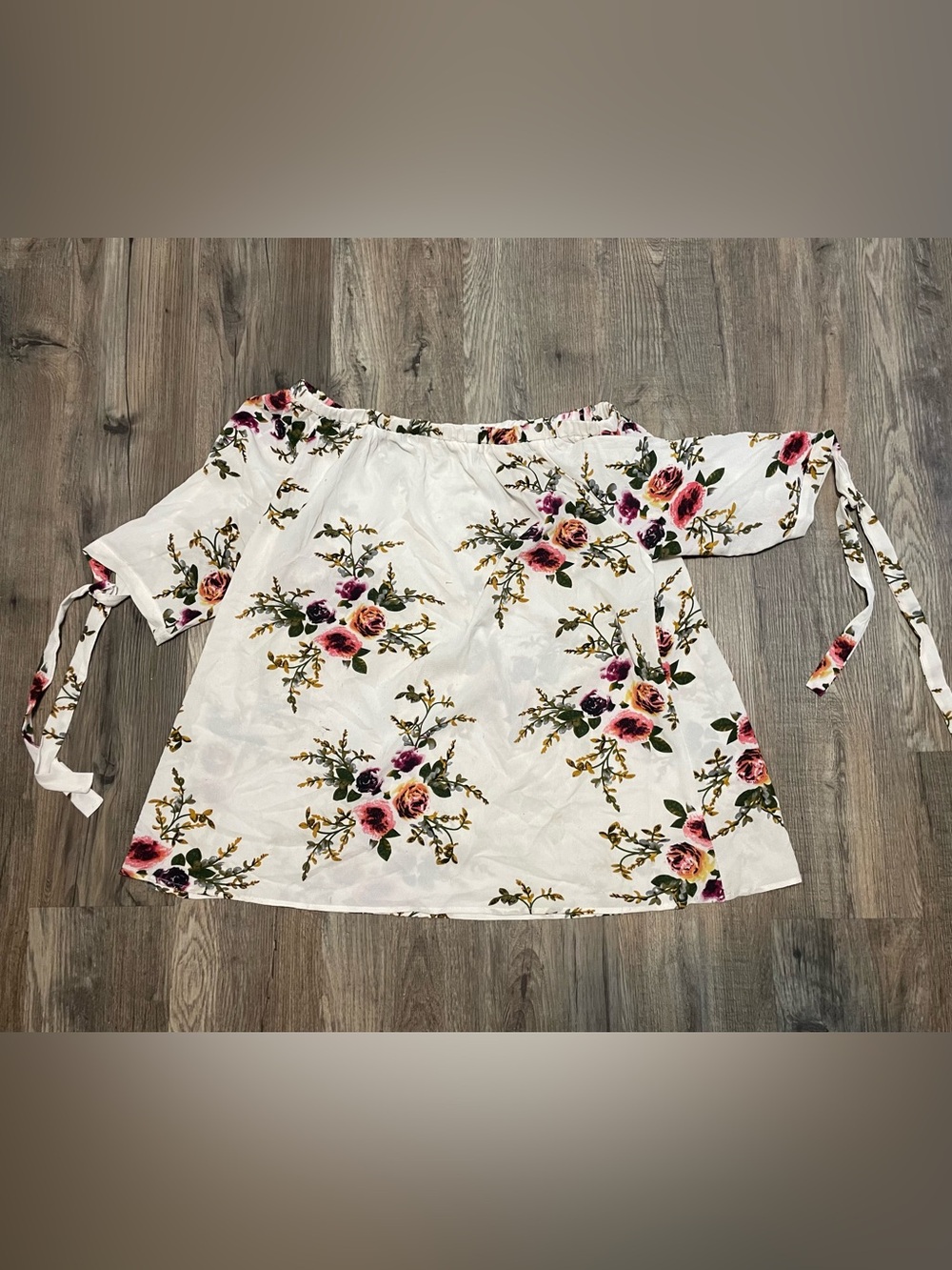 Zaful White A-Line Skirt with Pink and Purple Rose Print